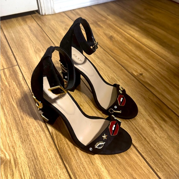 Aldo brand black women's black heels size 6 1/2 - Picture 1 of 10